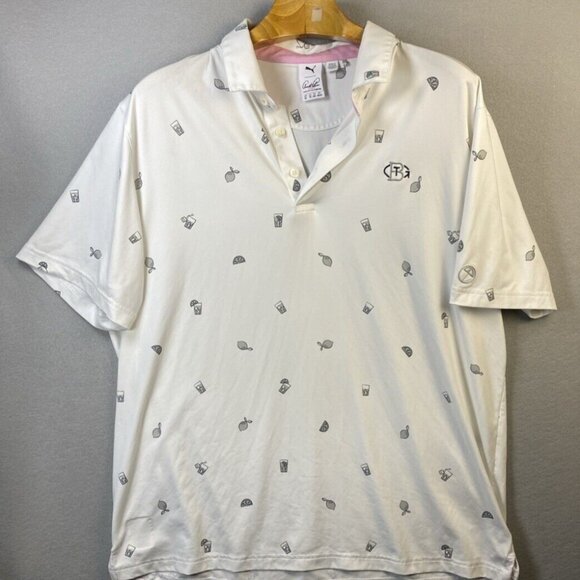 Puma Arnold Palmer Cloudspun Polo Shirt Mens XL Lemons Dadcore Golf Workwear EUC - Picture 1 of 10